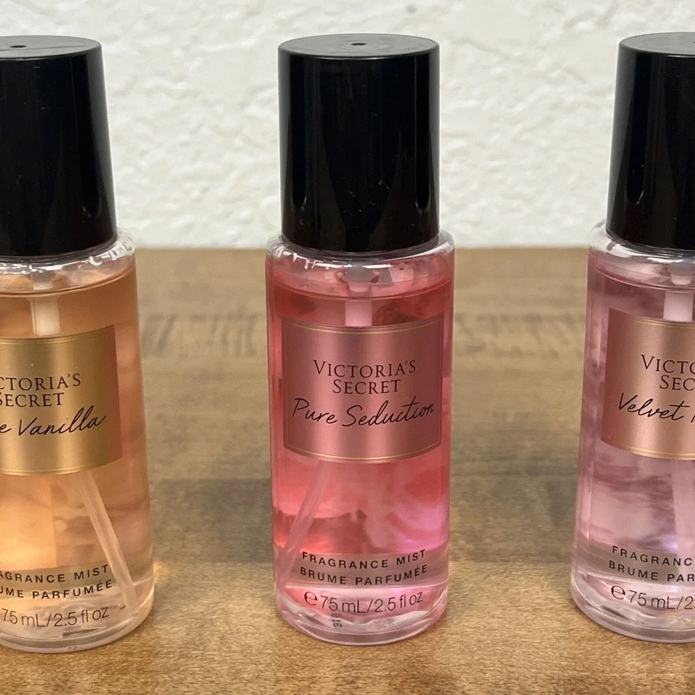 Victoria's Secret Fragrance Mist Lot Bare Vanilla, Pure Seduction, Velvet Petals